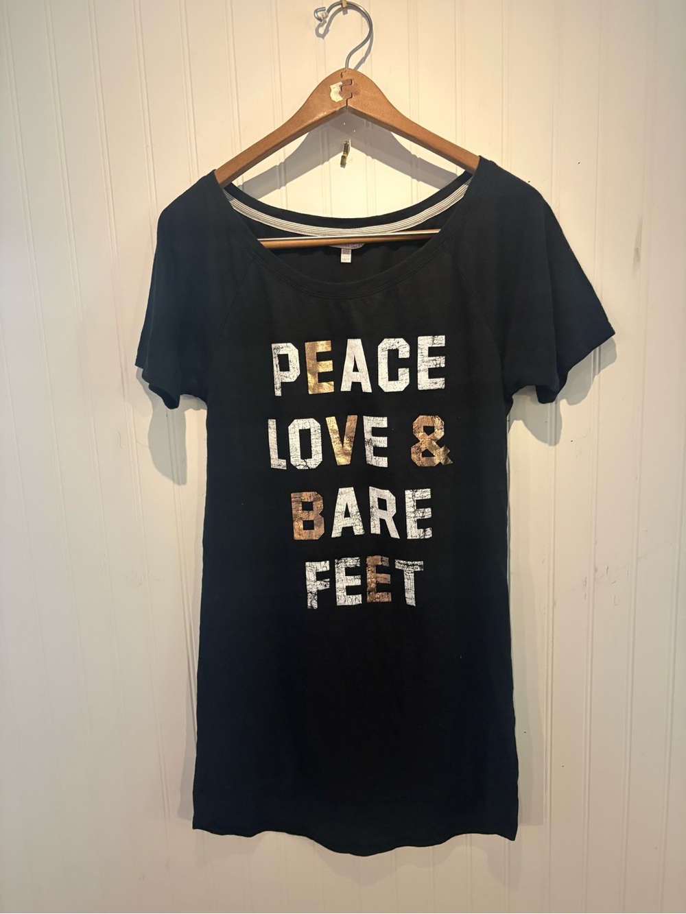 Victoria's Secret Black Graphic sleep Tee with Metallic Letters XS